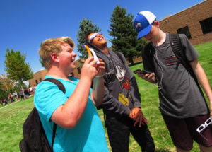 On August 21, 2017, Grandview students stepped outside to view the solar eclipse. The eclipse was the first to be visible from coast to coast in 99 years.  Photo courtesy of Jordan Rogers.