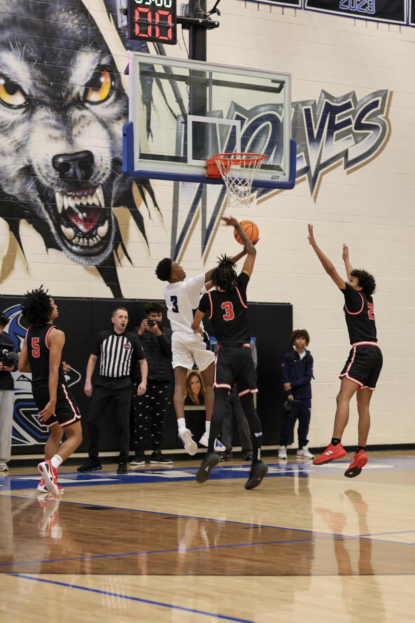 Obi Morris (11) goes up for a layup which results in a shooting fould on January 10th in Grandviews gymnasium.