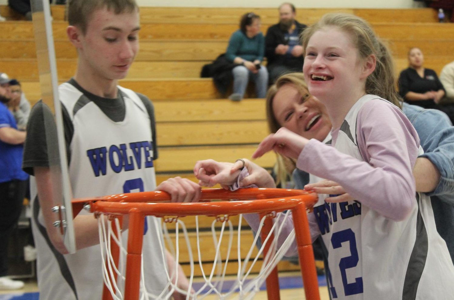 Delaney Gates after making her basket.
