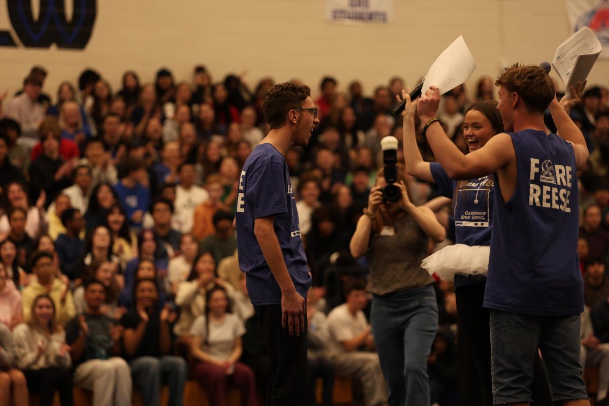 Reese being welcomed into the dream week pep assembly. 