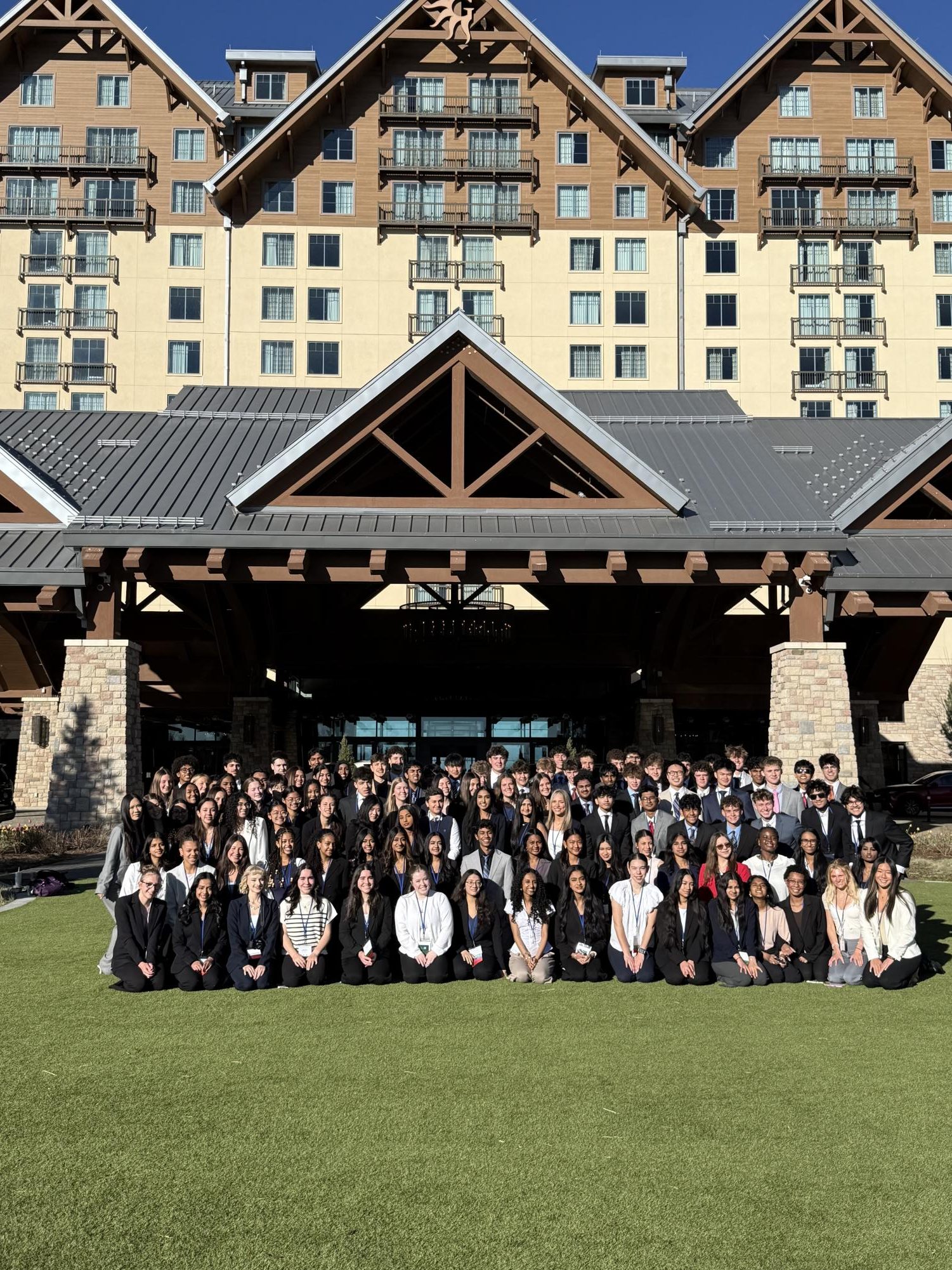 Grandview FBLA students outside the entrance to the Gaylord of the Rockies.